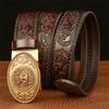 Fashion Belt Genuine Leather Belt for Men Carving Pattern Automatic Buckle Belt Strap for Jeans