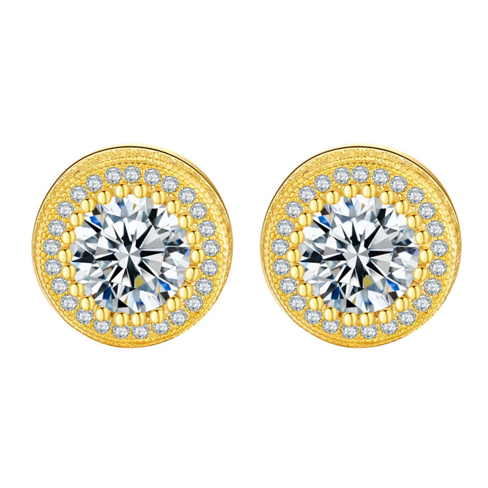 

Магнитные серьги-гвоздики для мужчин и женщин, не требующие прокола, с циркониевыми камнями, безболезненный модный аксессуар золотой