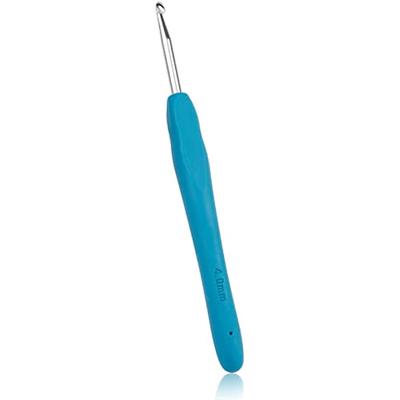 4.0mm Crochet Aluminum Crochet Rubber Handle Hook Needles Extra Long Knitting Needles With Soft Ergonomic Handle For Beginners