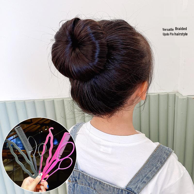 Children's Hair Updo Tools: Braiding Needle & Ponytail Threader for Girls