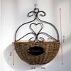 Straw Basket Wall Hanging Flowerpot Wall Art Woven Planter Home Decor
