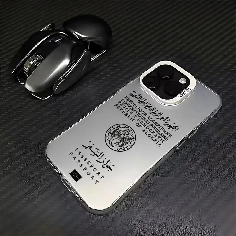 Algeria Passport Phone Case For iPhone 16 14 Pro Max 15Plus 11 13 12 16e SE3 7 8 XS XR Candy Matte Letter Shockproof Cover Coque