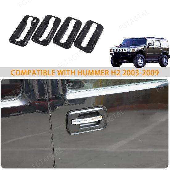 Fit for Hummer H2 2003-2009 Door Handle Cover, ABS Exterior Door Handle Protector Trim Frame Cover, 4PCS (Matte Black)