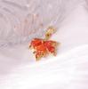 Golden Maple Leaf Pendant with Orange Cubic Zirconia for Fashionable Collarbone Chain