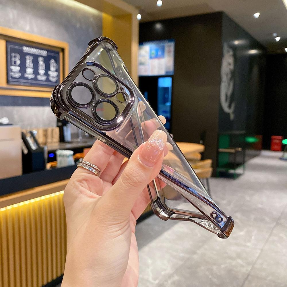Electroplated Four Corners Anti Drop Transparent Protective Phone Cases for iPhone Huawei Honor OPPO Infinix Itel Tecno
