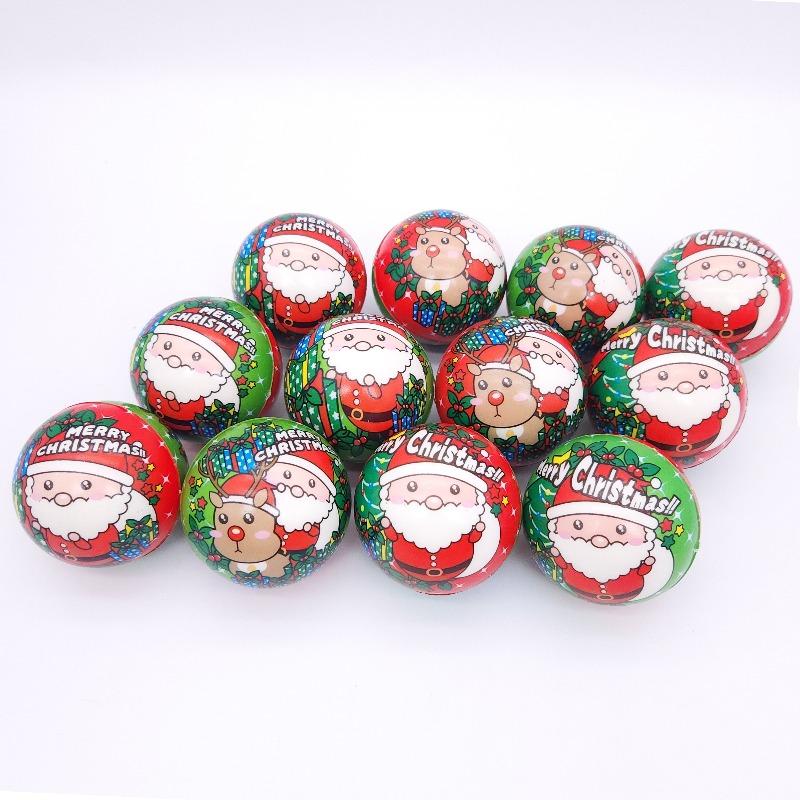 

12pcs Festive Christmas Sponge Balls 6.3cm with Snowflakes & Stars Durable Polyurethane Christmas Decorations Party Favors Kids
