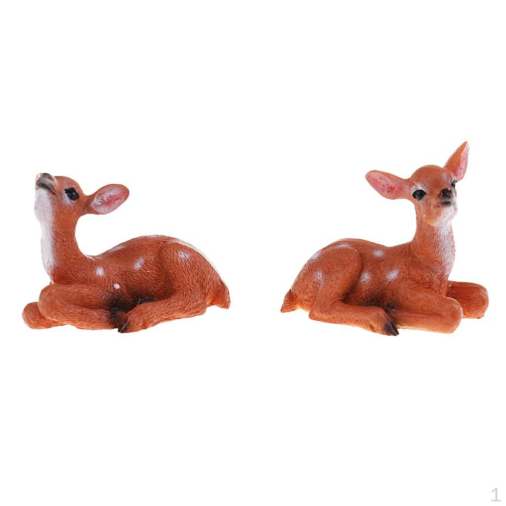 

2x Resin Deer Model for DIY Outdoor Grassland Backyard Accessory