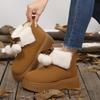 Soft Thick Bottom Furry Snow Boots Women 2025 Winter Chunky Platform Fluffy Fur Ankle Boots Cute Plush Ball Bowknot Cotton Shoes