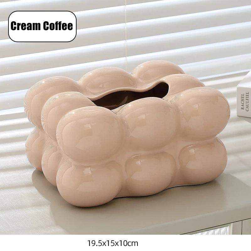 Cute Tissue Box Holder Case Korean Style Tissue Holder Cute Ball Ceramic Napkin Holder Nordic Home Decor Living Room Decoration