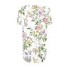 Women's Pleated Round Neck Botanical Print Short Sleeve T-Shirt Top