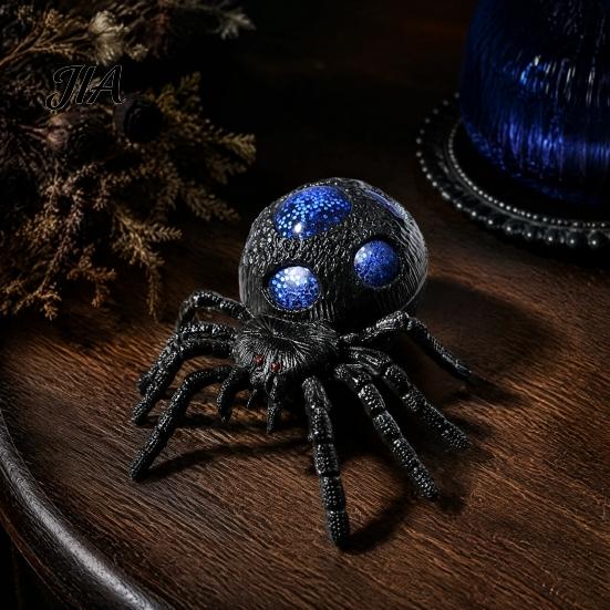 Anxiety Relief Gadget 1/4Pcs Halloween Glitter Spider Squeeze Toy, Stress Realistic Scary TPR Ball Party Fake Prank Toy Decoration Sensory Tools