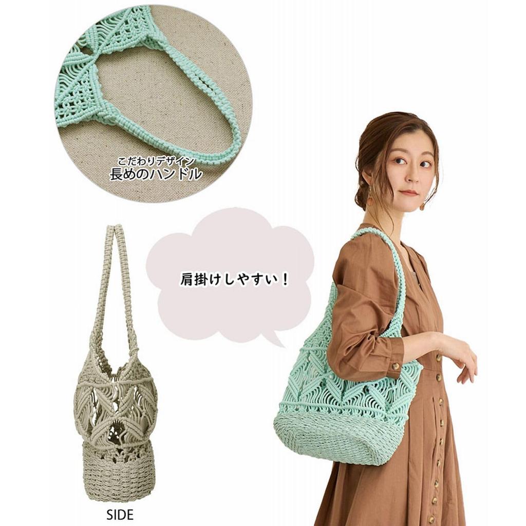 Rootote 1149 Women's Small Shoulder Knit Bag LT Deli Macrame-C (01 Gray)