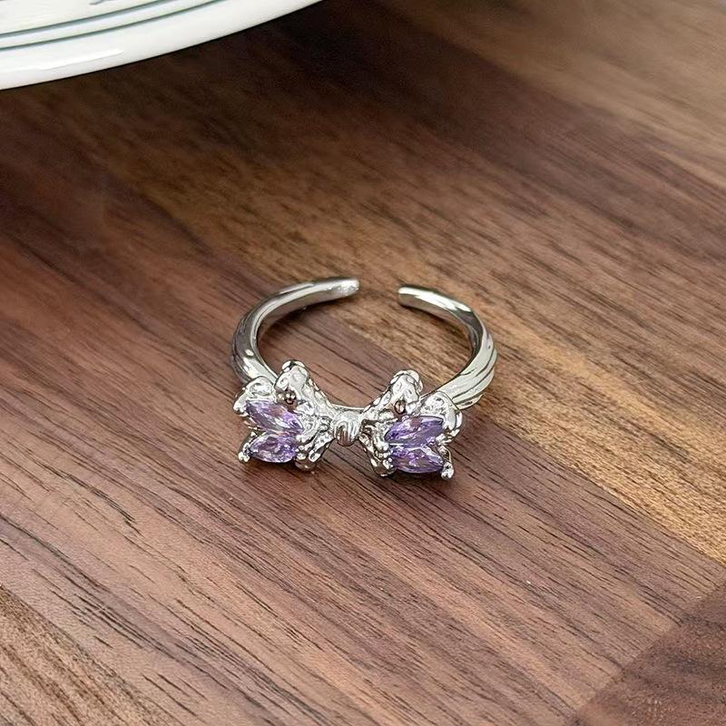 Nine Purple Fire Purple Diamond Super Immortal Zir*****Pen Ring Exquisite Light Luxury High-End Niche Design Stacked Ring Girl