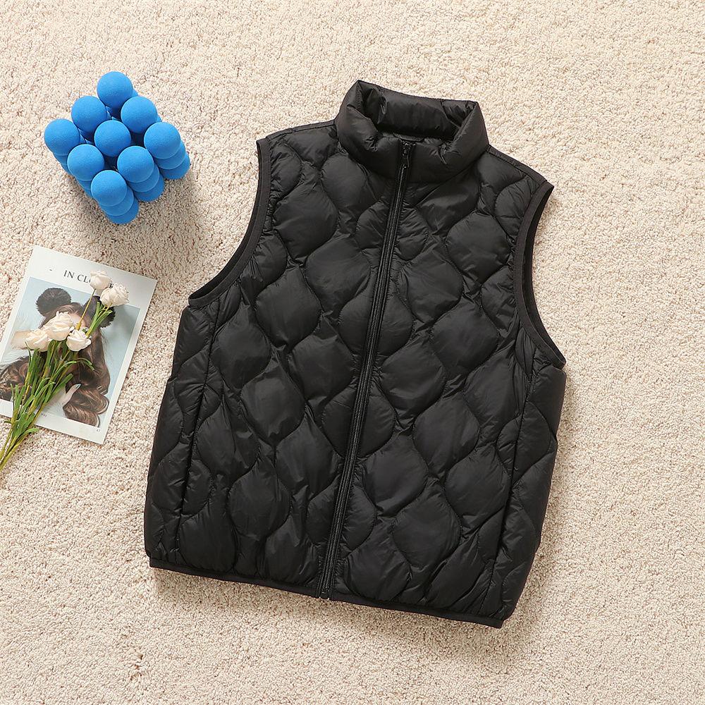 Осенне-зимний женский пуховый жилет с воротником-стойкой, модный теплый повседневный тонкий и легкий жилет M чёрный