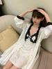 Pajamas sexy temptation women suspender nightgown ice silk spring new long-sleeved loungewear simulation silk nightdress summer