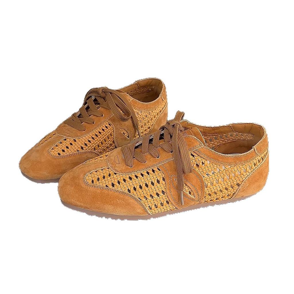 2025 summer new mesh breathable soft bottom flat bottom German training shoes women's sports and leisure shoes lightweight and versatile Forrest