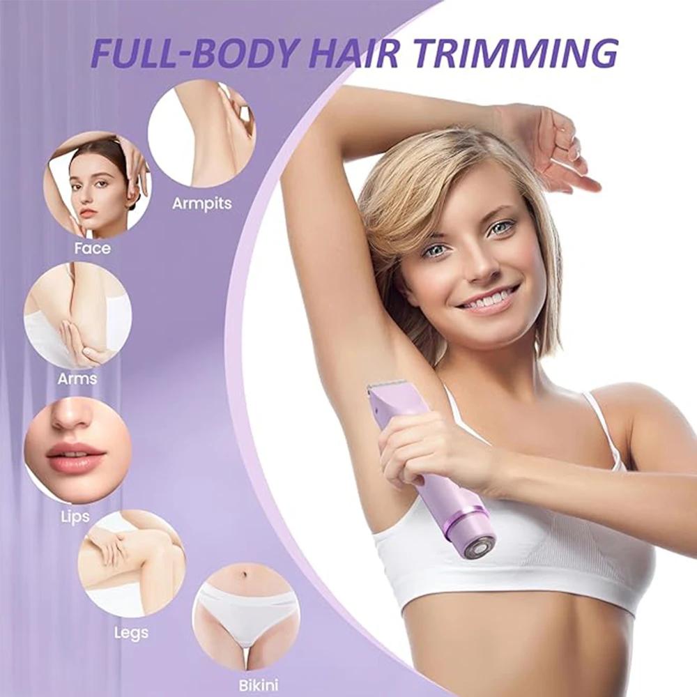 2 In 1 Electric Razors for Women Double Head Shaver for Pubic Hair Trimmer IPX7 Waterproof Wet&Dry Use Bikini Shaver for Body