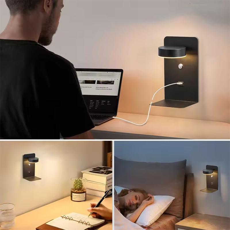 Led Wall Lamp Modern Simplicity Interior Wall Light Bedroom Night Lamp Bedside Lamp LED Light with Usb Mobile Phone Charging
