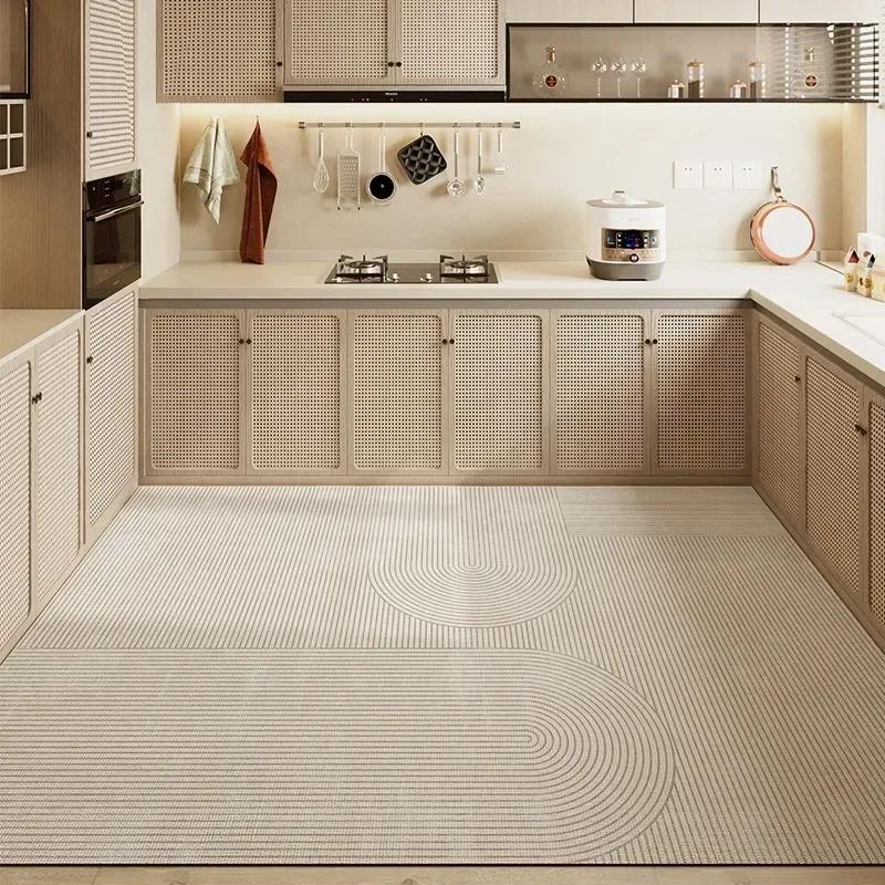 Kitchen Carpet Large PVC Waterproof Rug Non-slip Floor Mat Leather Oil-proof Foot Mats American Retro Style Home Decoration Rugs