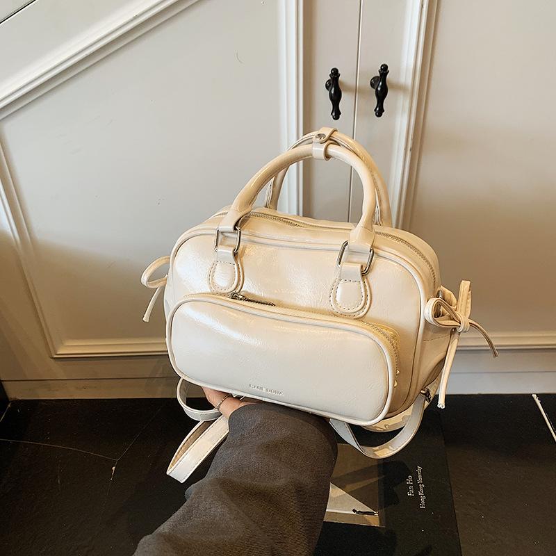 Foreign Trade New Simple Oily Backpack Women's Korean Ins Fashion Small Backpack Niche High-end Oblique Straddle Women's Bag