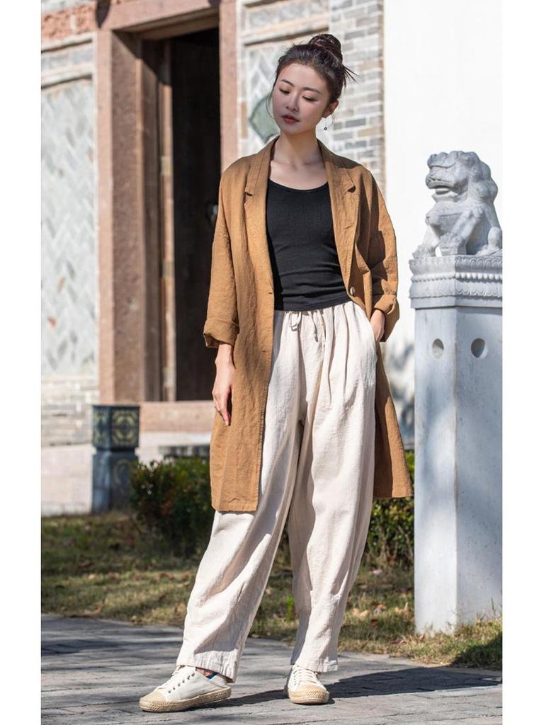 Women's Vintage Cotton-Linen Loose Lapel Shirt - Artistic Casual Style