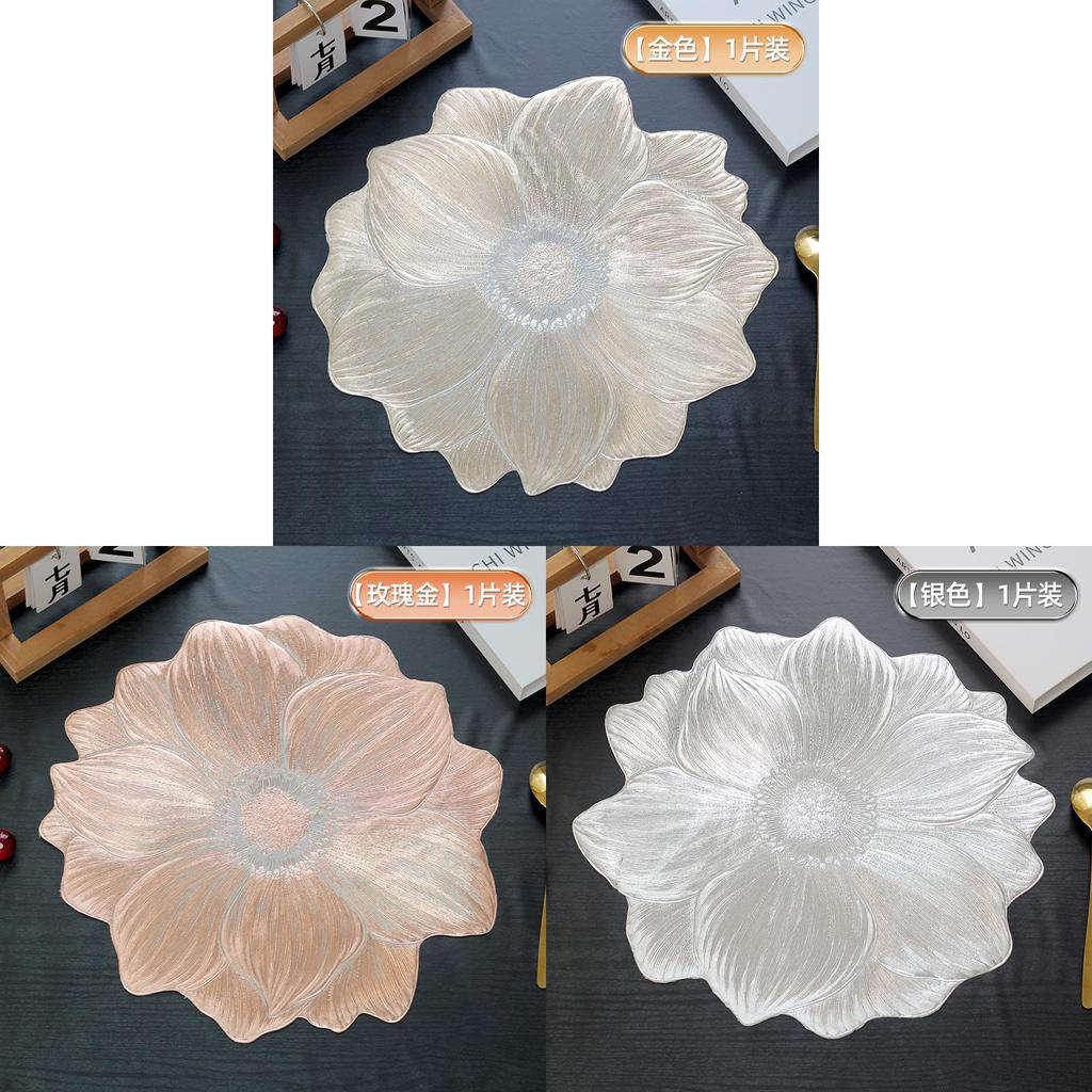 Tappetino in PVC Antiscivolo Fiore di Loto con Spesso Isolamento per Elegante Sala da Pranzo Domestica