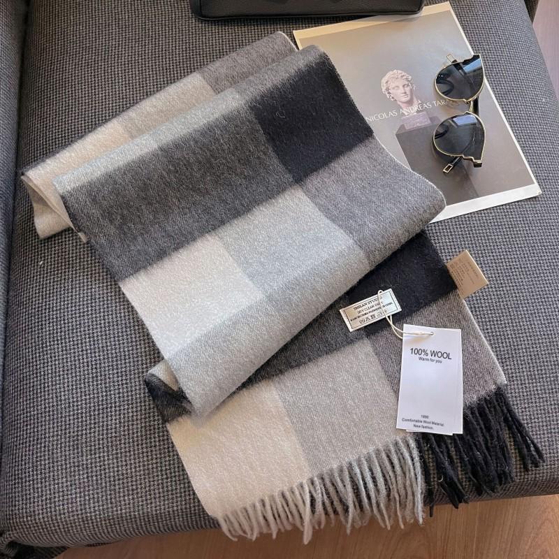 100% Wool Knitted Scarf Unisex Winter Warm Accessory Classic Plaid Long Neck Wrap Men Women