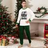 Family Matching Christmas Print Neck Long Sleeve Top and Pants Loungewear Set for Holiday