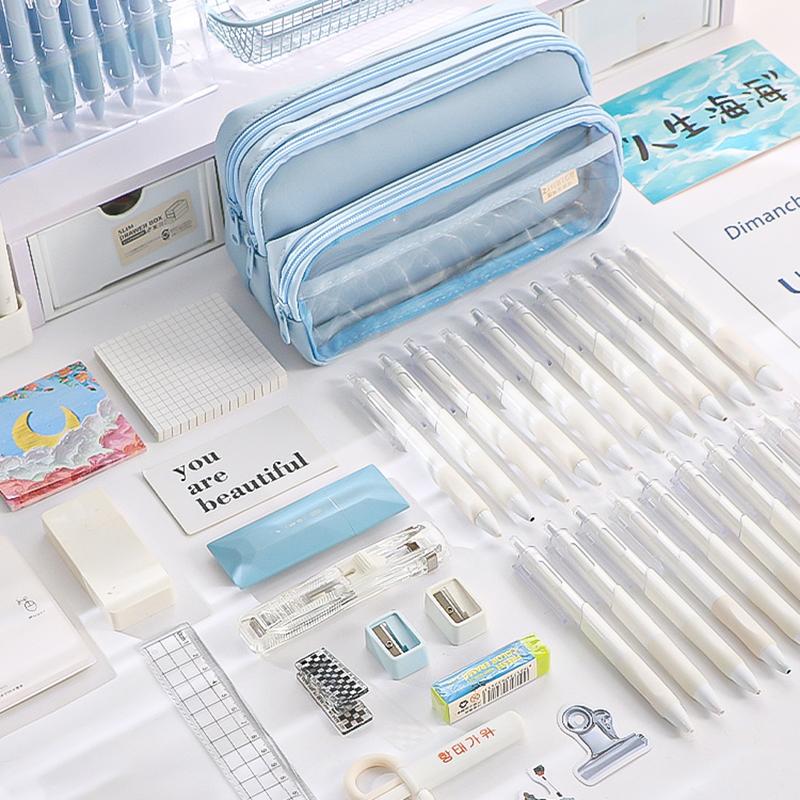 Capacity Pencil Case Stationery Pen Bag Beauty Bag Portable Cosmetic Storage Bag Back School