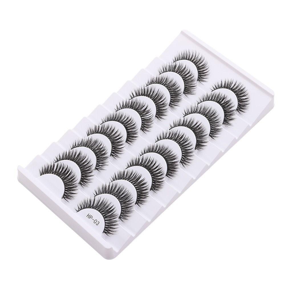10 par naturliga långa 3D-minkfransar Svart fäste Mangafransar Lösögonfransar Ögonfransförlängning