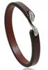 Men's Leather Bracelet with Metal Hook Brown