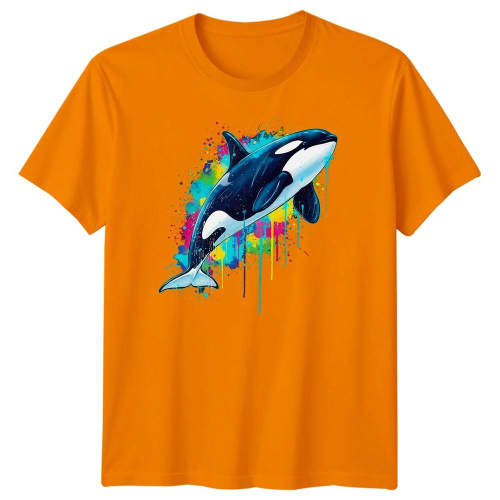 Orca Marine Animal Unisexs Tshirt Vibrant Splash Art