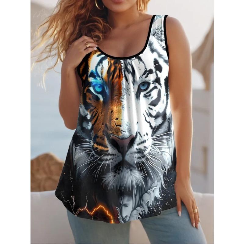 Women's Sleeveless Vest Creative Colorful Pattern Printing Comfortable Soft Fashionable Versatile Summer Oversized Vest