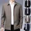Hommes Veste Revers Couleur Unie D'âge Moyen Hommes Âgés Fermeture À Glissière Manches Longues Droit Formel Affaires Décontracté Doux Printemps Automne Quotidien Manteau
