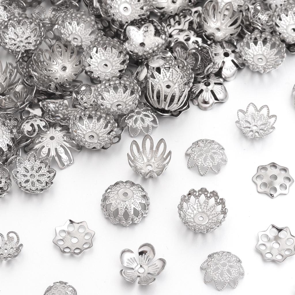 30pcs Vintage Stainless Steel Bead Caps Flower Bead End Caps For Jewelry Making DIY Necklace Bracelet Earrings Spacer Bead Caps