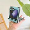 For Samsung Galaxy Z Flip7 FE 5G/Z Flip6 5G Rhombus Imprinted PU Leather Coated PC Phone Cover with Ring Kickstand