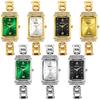 YaLaLuSi Retro Square Green Dial Ladies Watch Gold Rhinestone Chain Strap Waterproof Quartz Dress Watch Luxury Gift for Women