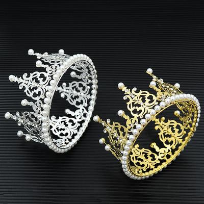 Baked Cake Crown Highlight Pearl Light Full Circle Birthday Decoration Party Party Accessories Bridal Headdress