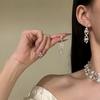 New Diamond-encrusted Pearl Necklace, Stud Earrings, Elegant Temperament, Light Luxury, High-end Jewelry Set, Court-style Jewelry.