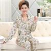 Luxury high-end green plant flower pajamas women's spring and autumn imitation cotton long-sleeved set large size medium loungewear