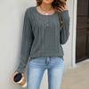 Women Long Sleeve Pullover Top Ribbed Knit Casual Loose Fit Henley Shirt with Button Detail Lightweight Soft Fabric Comfortable