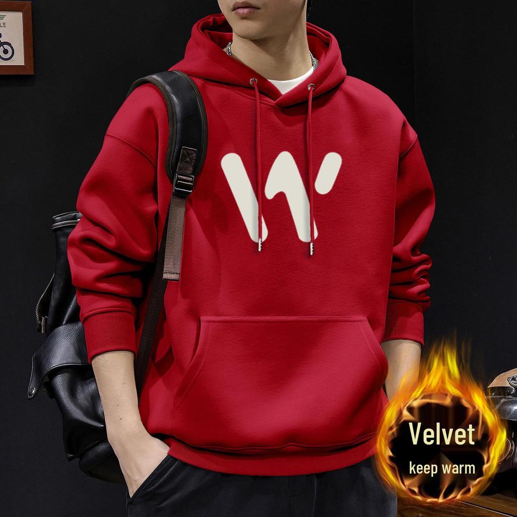 Men's Heavyweight Velvet Hoodie - Autumn/Winter, American Trendy, Casual, Versatile, and Loose Fit