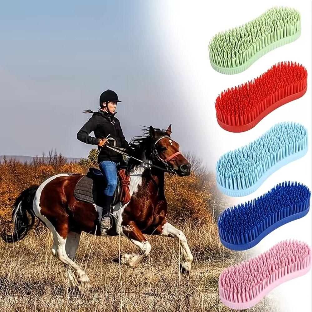 1Pcs Hard Bristle Horse Grooming Brush Colorful Equestrian Massage Tool  for Effective Cleaning Care