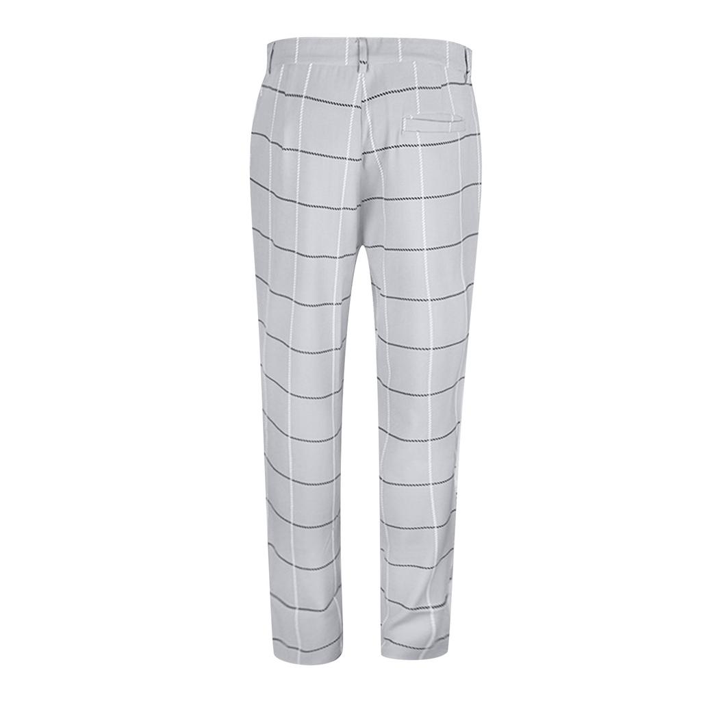 Men's Color Striped Plaid Casual Straight Pants