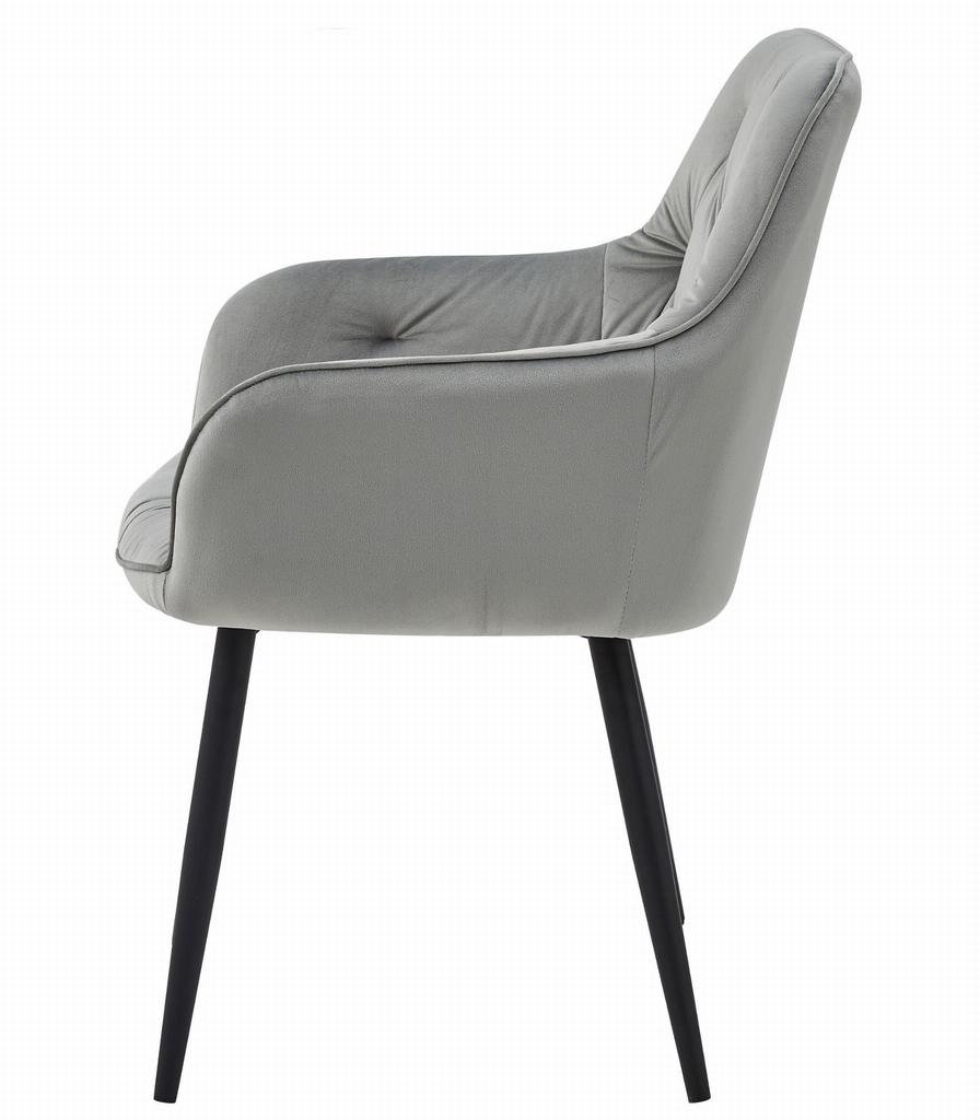 Jork Chair - Silver-Gray Velvet / Black Legs X 1