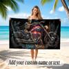 Motorcycle Biker Theme Quick Dry Beach Towel Custom Name Text Print Large Sand Resistant Towel Beach Vacation