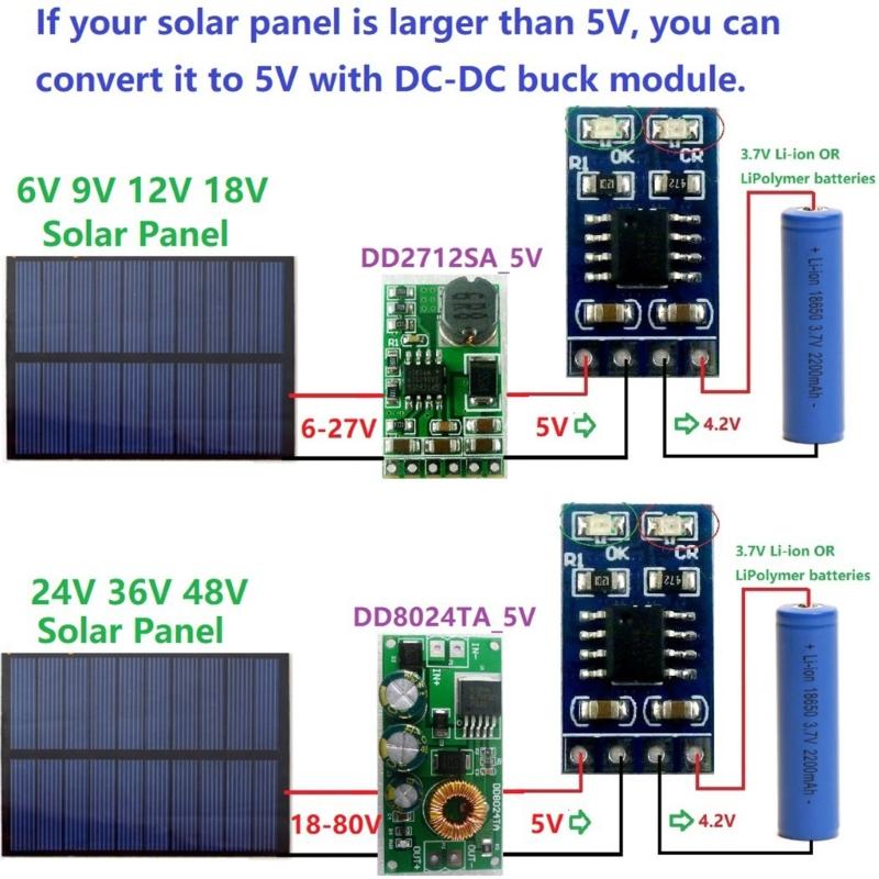 3.7V 4.2V Input Solar Panel Dedicated Charging Module 18650 LiPo Li-ion Lithium Battery Charge Controller Module