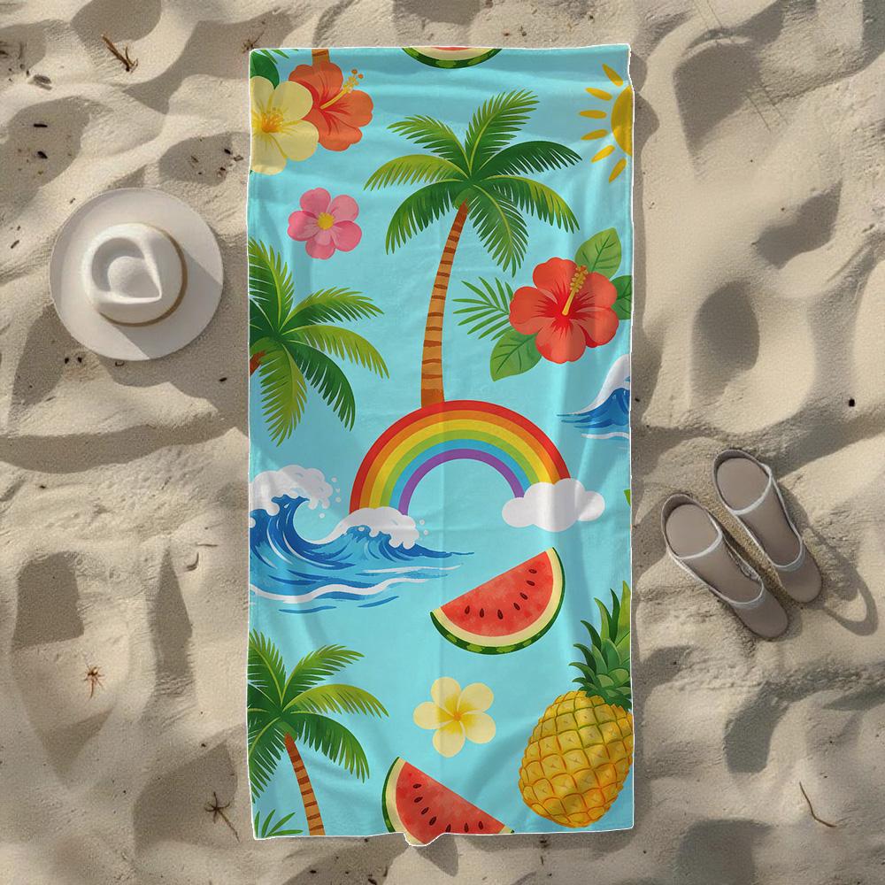 Retro Tropical Beach & Surfing Beach Towel,Soft Quick-Drying, Perfect For Portable Outdoor Travel, Camping And Summer Beach