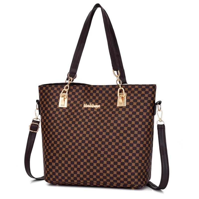 Women's Large Capacity Multi-Piece Mother-and-Child Shoulder Bag Set with Popular Print