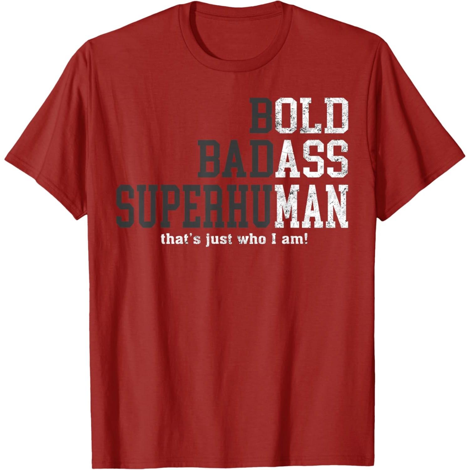 Bold Badass SuperhuUnisex Unisex s Graphic T-Shirt Casual Short Sleeve Cotton Tee S